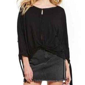 FREE PEOPLE Keepin On Black Twist Front Top Peekaboo Front Size XS